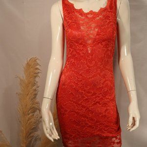 Orange Lace Mini Party Dress Size S